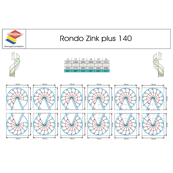 Schody spiralne, zewnętrzne RONDO ZINK / fi 140 cm